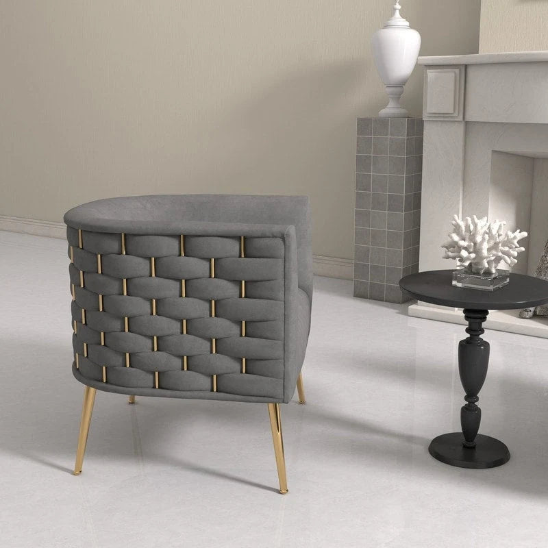 Fauteuil d'appoint rond en velours de style Mid-Century Modern – Pieds dorés, 4 coloris, capacité de 113 kg