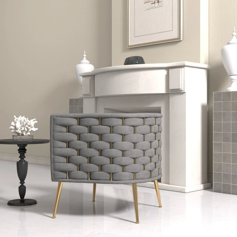 Fauteuil d'appoint rond en velours de style Mid-Century Modern – Pieds dorés, 4 coloris, capacité de 113 kg