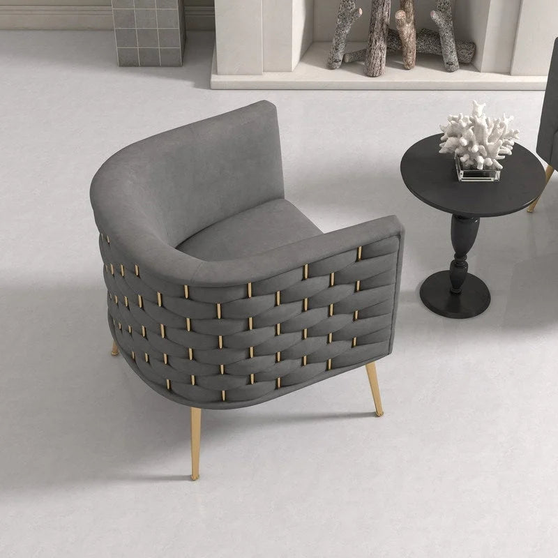 Fauteuil d'appoint rond en velours de style Mid-Century Modern – Pieds dorés, 4 coloris, capacité de 113 kg