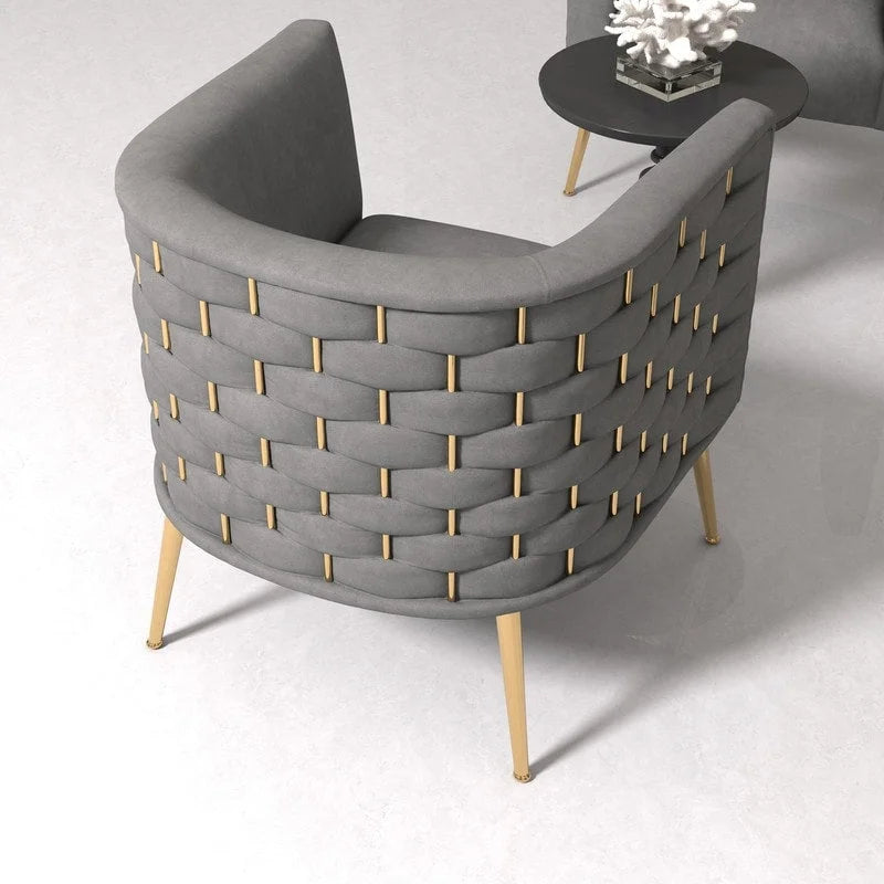 Fauteuil d'appoint rond en velours de style Mid-Century Modern – Pieds dorés, 4 coloris, capacité de 113 kg
