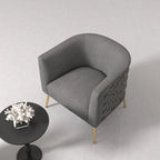 Fauteuil d'appoint rond en velours de style Mid-Century Modern – Pieds dorés, 4 coloris, capacité de 113 kg