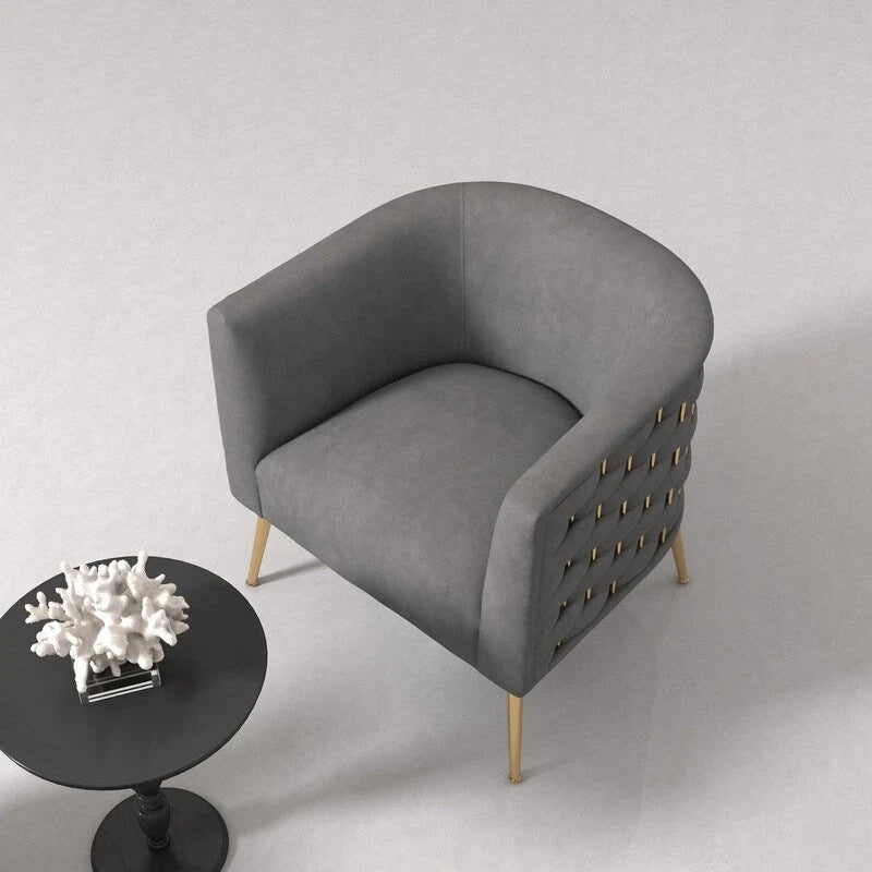 Fauteuil d'appoint rond en velours de style Mid-Century Modern – Pieds dorés, 4 coloris, capacité de 113 kg