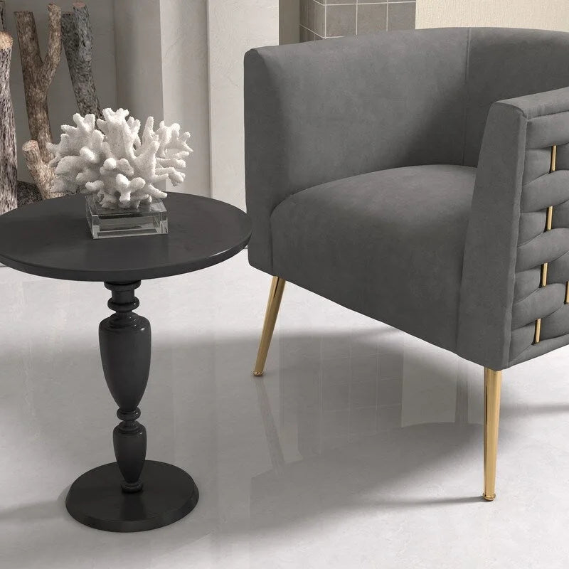 Fauteuil d'appoint rond en velours de style Mid-Century Modern – Pieds dorés, 4 coloris, capacité de 113 kg