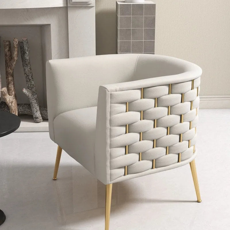 Fauteuil d'appoint rond en velours de style Mid-Century Modern – Pieds dorés, 4 coloris, capacité de 113 kg