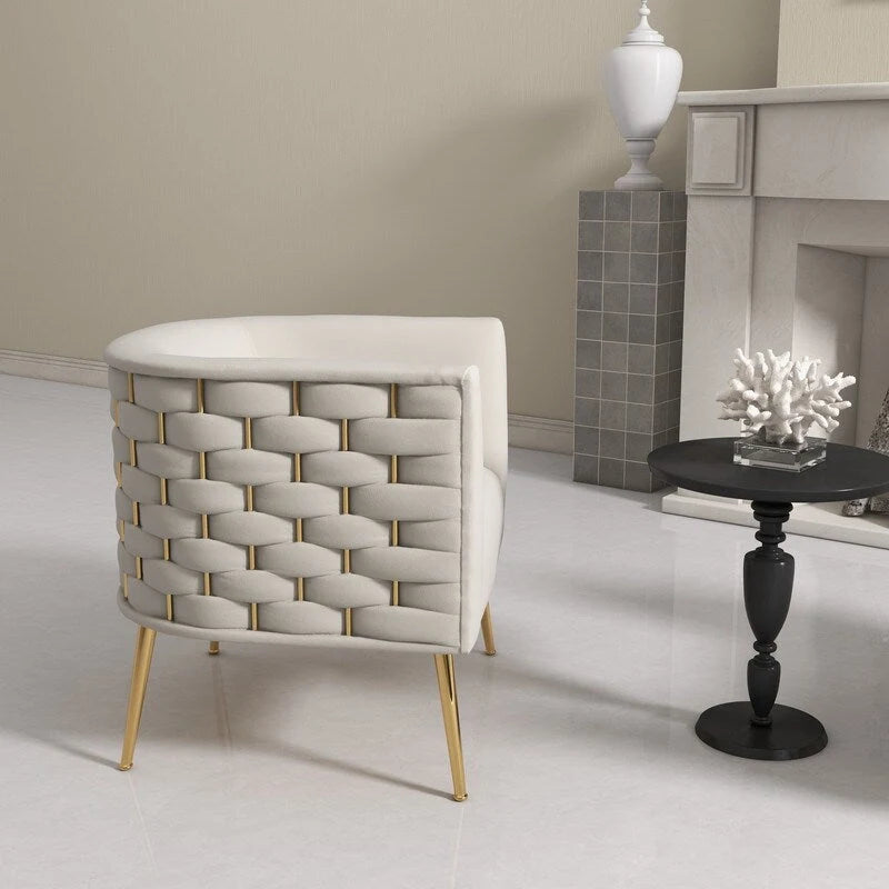 Fauteuil d'appoint rond en velours de style Mid-Century Modern – Pieds dorés, 4 coloris, capacité de 113 kg