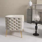 Fauteuil d'appoint rond en velours de style Mid-Century Modern – Pieds dorés, 4 coloris, capacité de 113 kg