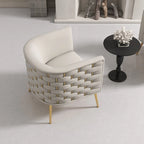 Fauteuil d'appoint rond en velours de style Mid-Century Modern – Pieds dorés, 4 coloris, capacité de 113 kg