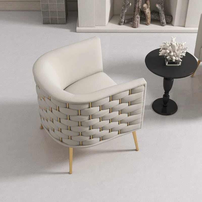 Fauteuil d'appoint rond en velours de style Mid-Century Modern – Pieds dorés, 4 coloris, capacité de 113 kg