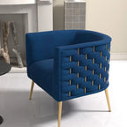 Fauteuil d'appoint rond en velours de style Mid-Century Modern – Pieds dorés, 4 coloris, capacité de 113 kg