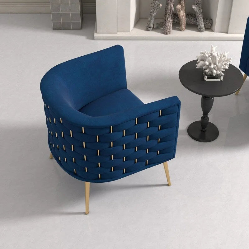 Fauteuil d'appoint rond en velours de style Mid-Century Modern – Pieds dorés, 4 coloris, capacité de 113 kg