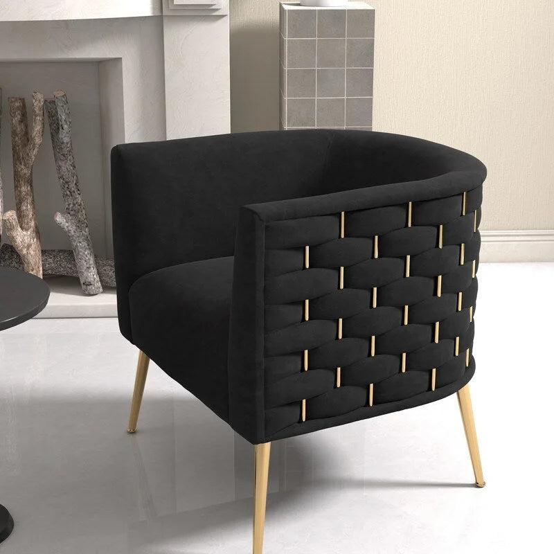 Fauteuil d'appoint rond en velours de style Mid-Century Modern – Pieds dorés, 4 coloris, capacité de 113 kg