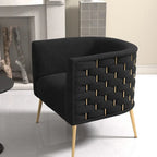 Fauteuil d'appoint rond en velours de style Mid-Century Modern – Pieds dorés, 4 coloris, capacité de 113 kg