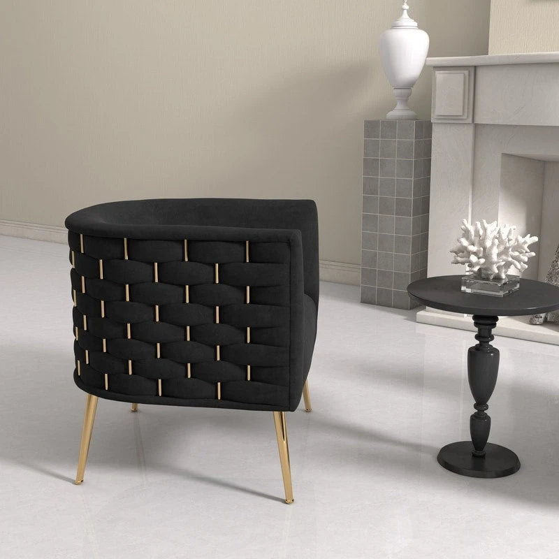 Fauteuil d'appoint rond en velours de style Mid-Century Modern – Pieds dorés, 4 coloris, capacité de 113 kg