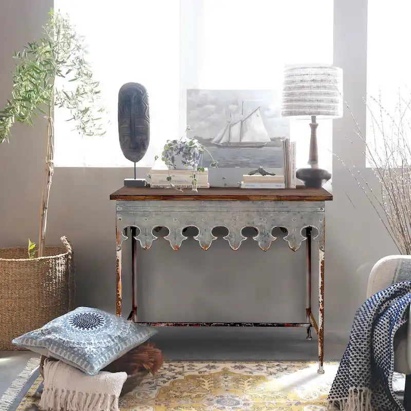 Table basse Glam dorée en métal avec plateau en verre et étagère miroir – Salon moderne