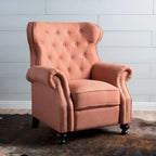 Fauteuil inclinable en tissu clouté capitonné – Cadre en bouleau, capacité de 136 kg