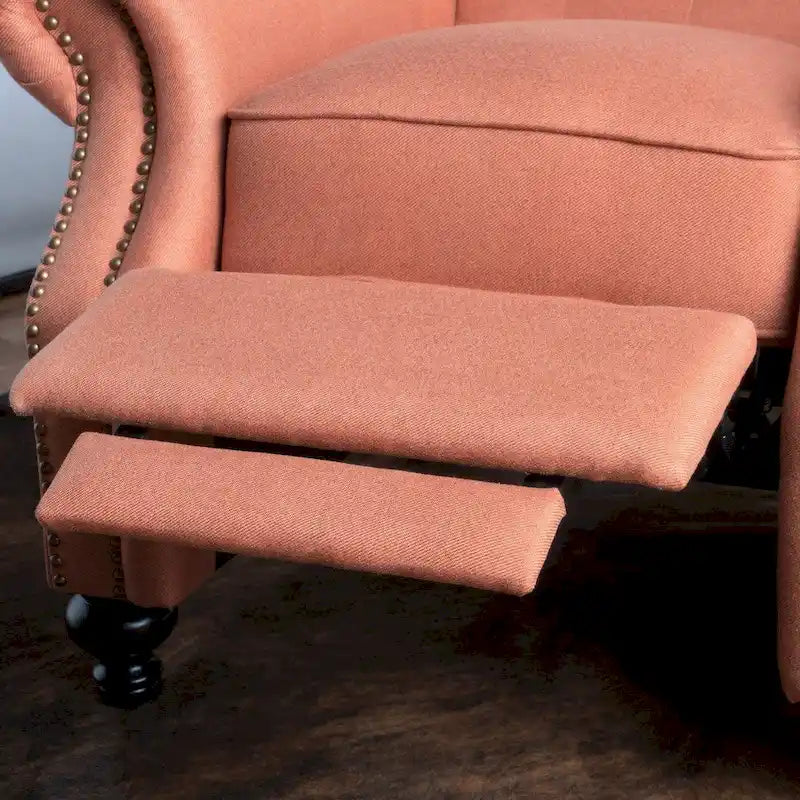 Fauteuil inclinable en tissu clouté capitonné – Cadre en bouleau, capacité de 136 kg