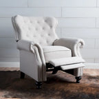 Fauteuil inclinable en tissu clouté capitonné – Cadre en bouleau, capacité de 136 kg