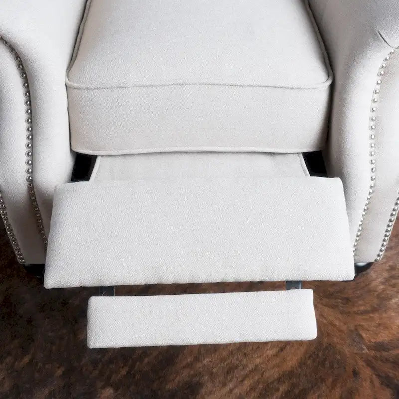 Fauteuil inclinable en tissu clouté capitonné – Cadre en bouleau, capacité de 136 kg