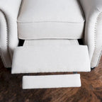 Fauteuil inclinable en tissu clouté capitonné – Cadre en bouleau, capacité de 136 kg