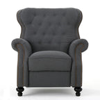Fauteuil inclinable en tissu clouté capitonné – Cadre en bouleau, capacité de 136 kg