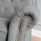 Fauteuil inclinable en tissu clouté capitonné – Cadre en bouleau, capacité de 136 kg