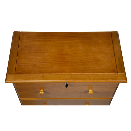 Commode 5 tiroirs Jumbo 100 % bois massif avec serrure – Poignées en métal ou en bois
