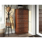 Commode 5 tiroirs Jumbo 100 % bois massif avec serrure – Poignées en métal ou en bois