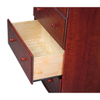 Commode 5 tiroirs Jumbo 100 % bois massif avec serrure – Poignées en métal ou en bois