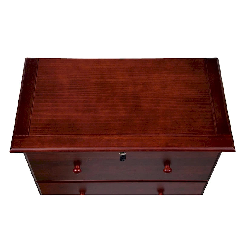 Commode 5 tiroirs Jumbo 100 % bois massif avec serrure – Poignées en métal ou en bois