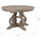 Table à manger ronde de 48 po – Gris tourterelle vieilli, pin massif, 4 places