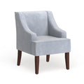 Fauteuil d'appoint en velours gris tourterelle avec accoudoirs incurvés – Pieds en bois rustique, hauteur d'assise 49,5 cm
