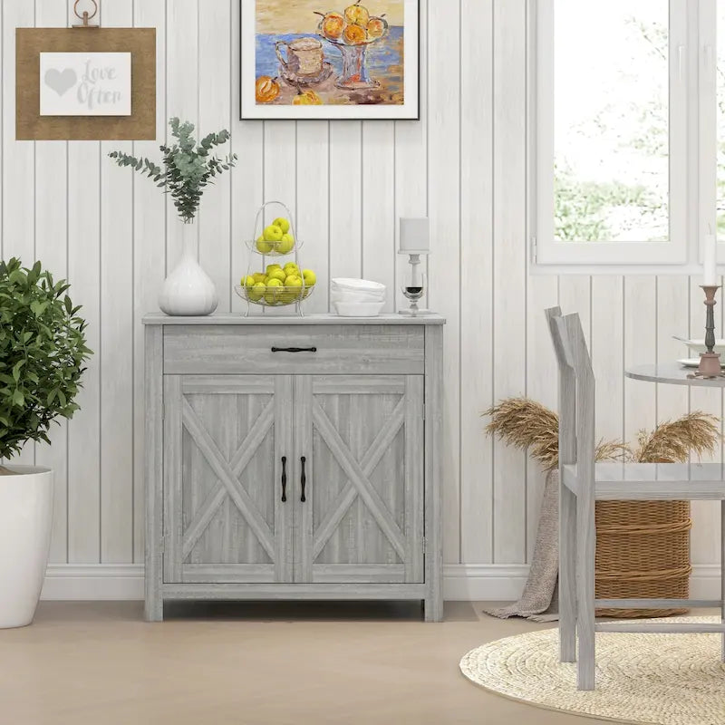 Meuble de rangement 32" style porte de grange – Buffet, pour salon ou entrée