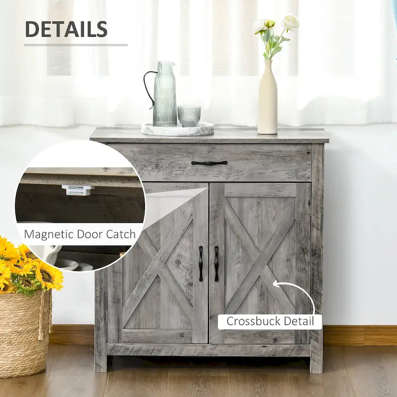 Meuble de rangement 32" style porte de grange – Buffet, pour salon ou entrée