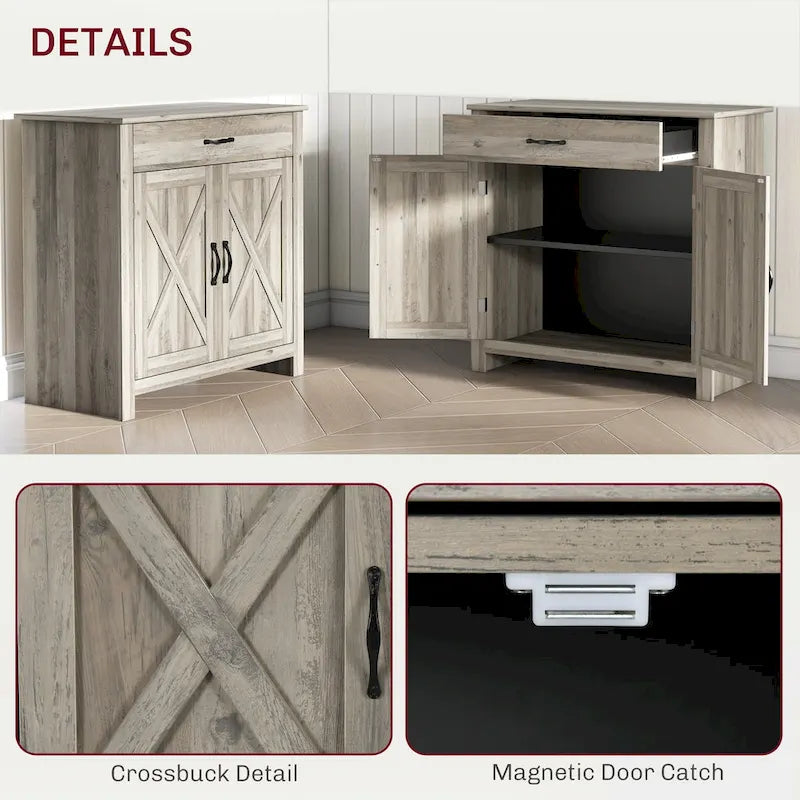 Meuble de rangement 32" style porte de grange – Buffet, pour salon ou entrée