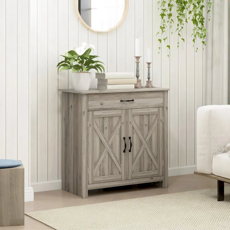 Meuble de rangement 32" style porte de grange – Buffet, pour salon ou entrée