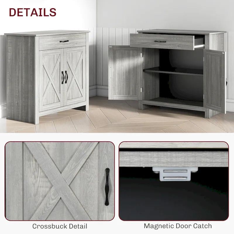 Meuble de rangement 32" style porte de grange – Buffet, pour salon ou entrée