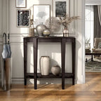 Console demi-lune contemporaine avec étagère inférieure – 3 coloris, MDF