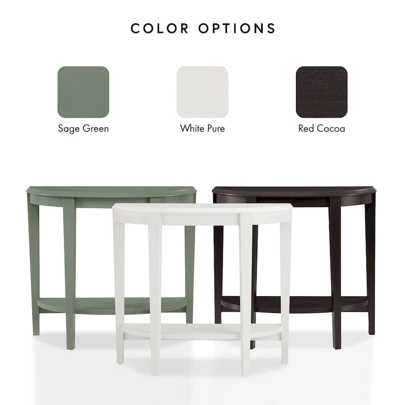 Console demi-lune contemporaine avec étagère inférieure – 3 coloris, MDF