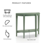 Console demi-lune contemporaine avec étagère inférieure – 3 coloris, MDF