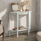 Console demi-lune contemporaine avec étagère inférieure – 3 coloris, MDF