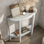 Console demi-lune contemporaine avec étagère inférieure – 3 coloris, MDF
