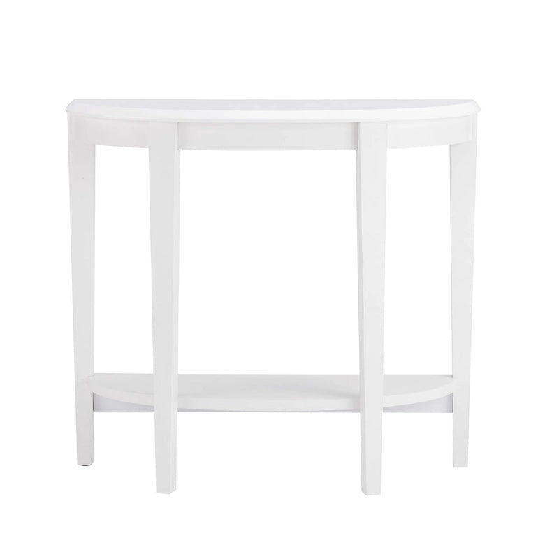 Console demi-lune contemporaine avec étagère inférieure – 3 coloris, MDF
