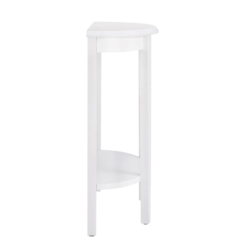 Console demi-lune contemporaine avec étagère inférieure – 3 coloris, MDF
