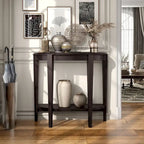 Console demi-lune contemporaine avec étagère inférieure – 3 coloris, MDF