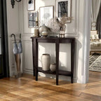 Console demi-lune contemporaine avec étagère inférieure – 3 coloris, MDF