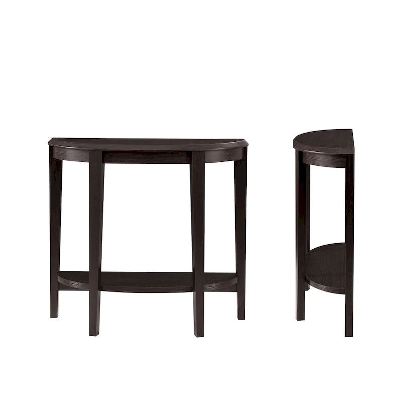 Console demi-lune contemporaine avec étagère inférieure – 3 coloris, MDF