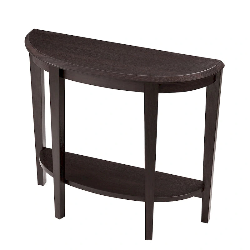 Console demi-lune contemporaine avec étagère inférieure – 3 coloris, MDF