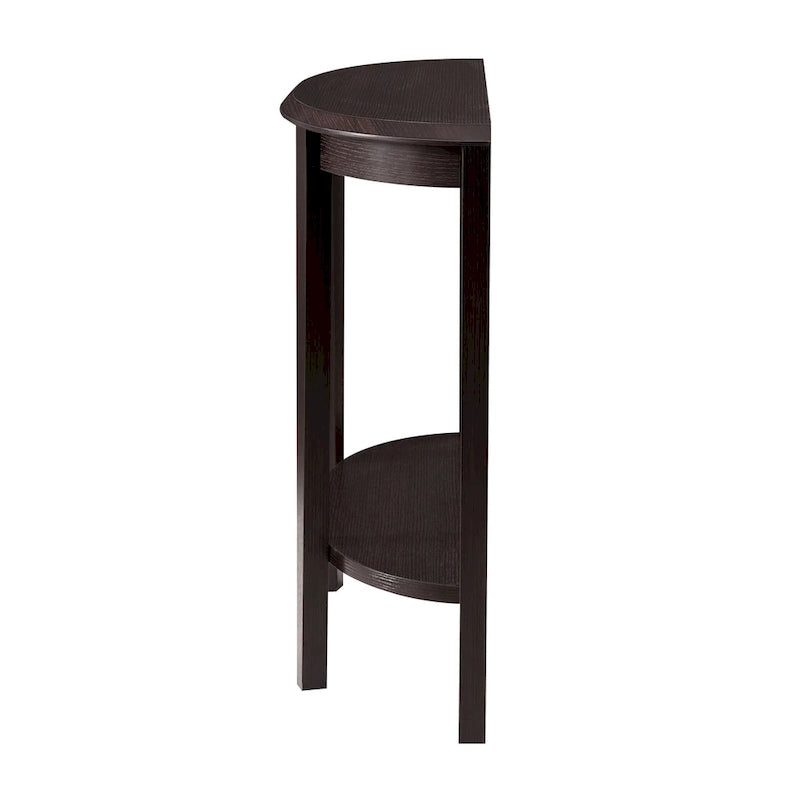 Console demi-lune contemporaine avec étagère inférieure – 3 coloris, MDF