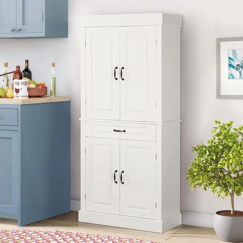 Meuble de cuisine autoportant de 180 cm avec tiroir et étagères réglables, 2 portes
