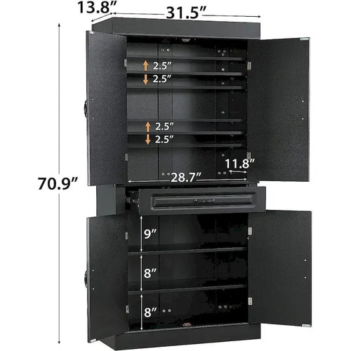Meuble de cuisine autoportant de 180 cm avec tiroir et étagères réglables, 2 portes